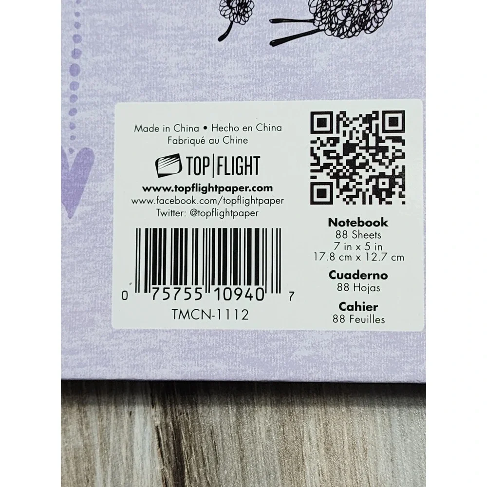 Top Flight Poodle Hardcover Notebook Pink Purple Heart Journal 7x5 TMCN-1112